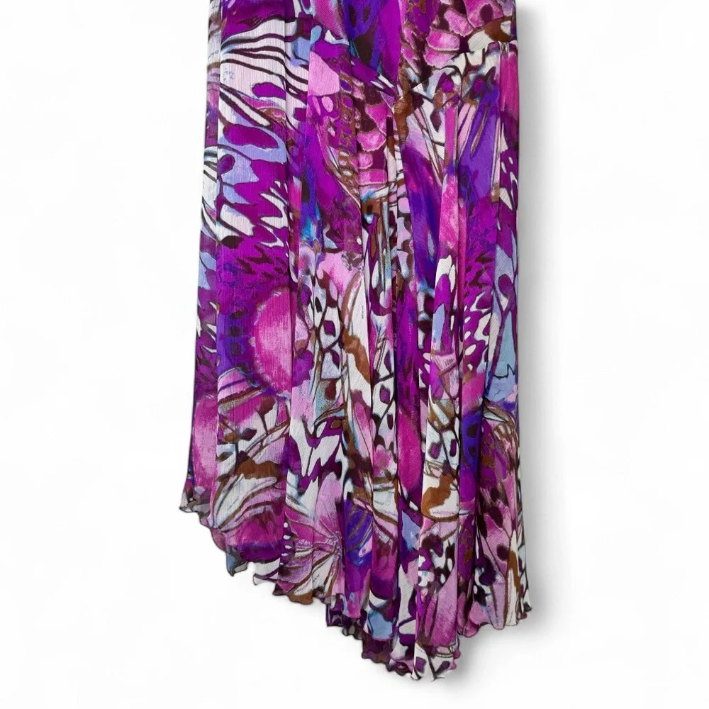 Rabbit Rabbit Rabbit Purple Floral Asymmetrical Dress V-Neck Fit Flare Sz 12 - Picture 7 of 14